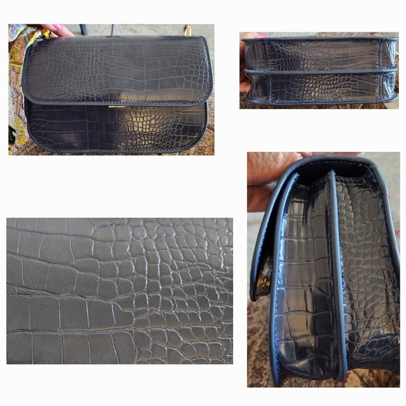 HOUSE OF WANT NYC Fire Saddle Flap Navy Croc Vegan Multistrap Bag NWT - Picture 13 of 16